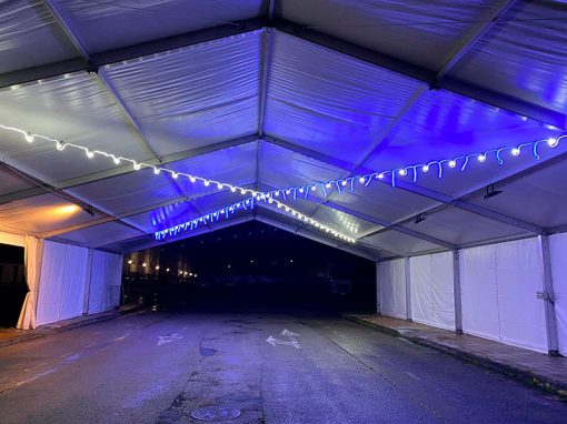 Instalación iluminación fiestas carnaval en Trevias